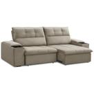 Sofá Retrátil Reclinável 3 Lugares Sala De Estar 245cm Merida F04 Veludo Marrom Claro - Lyam Decor