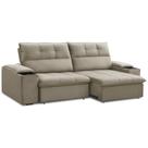 Sofá Retrátil Reclinável 3 Lugares Sala de Estar 245cm Merida F04 Veludo Marrom Claro - Lyam Decor