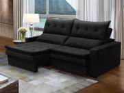 Sofá Retrátil Reclinável 4 Lugares 212 Cm Toronto Mola Bonnel D26 Pillow Veludo Preto - SóSofá