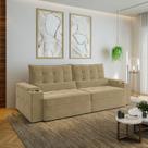Sofá Retrátil Reclinável 4 Lugares 260cm Porta Copos e USB Embaúba Extra CabeCasa MadeiraOriginals Bege Palha Diamante Sofá Retrátil Reclinável 4 Lugares 260cm Porta Copos e USB Embaúba Extra CabeCasa MadeiraOriginals Bege Palha Diamante