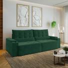 Sofá Retrátil Reclinável 4 Lugares 270cm Porta Copos e USB Embaúba Extra CabeCasa MadeiraOriginals Verde Diamante