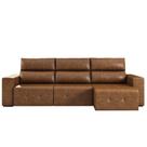 Sofá Retrátil Reclinável 5 Lugares Sala de Estar 344cm Russo Couro Caramelo G52 - Gran Belo Sofá Retrátil Reclinável 5 Lugares Sala de Estar 344cm Russo Couro Caramelo G52 - Gran Belo