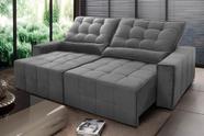 Sofá Retrátil Reclinável Alaska 2,50m Suede Velut Cinza Molas no Assento - King House