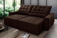 Sofá Retrátil Reclinável Alaska 2,50m Suede Velut Marrom Molas no Assento - King House Sofá Retrátil Reclinável Alaska 2,50m Suede Velut Marrom Molas no Assento - King House