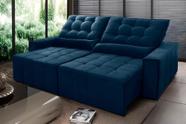 Sofá Retrátil Reclinável Alaska 2,70m Suede Velut Azul Marinho Molas no Assento - King House