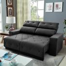 Sofá Retrátil/Reclinável Belga 2,00m Suede Velut Cinza c/ Molas no Assento