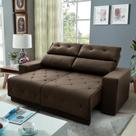 Sofá Retrátil/Reclinável Belga 2,00m Suede Velut Marrom c/ Molas no Assento