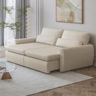 Sofá Retrátil Reclinável Charlie 2,10m Linho Supreme D28 Vira Cama Casal Design Orgânico - Bege