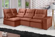 Sofá Retrátil Reclinável ELLOA DE CANTO COM CHAISE 3.25 x 1.80m ESTILO ESTOFADOS - Inca Velusoft COR "TERRA COTA"