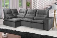 Sofá Retrátil Reclinável ELLOA DE CANTO COM CHAISE 3.45 x 1.80m ESTILO ESTOFADOS - Inca Velusoft COR "CINZA"
