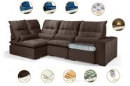 Sofá Retrátil Reclinável ELLOA DE CANTO COM CHAISE 3.45 x 1.80m ESTILO ESTOFADOS - Inca Velusoft COR "MARROM"