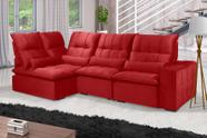 Sofá Retrátil Reclinável ELLOA DE CANTO COM CHAISE 3.45 x 1.80m ESTILO ESTOFADOS - Inca Velusoft COR "VERMELHO"