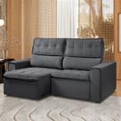 Sofá Retratil Reclinavel Estofado Cancún 200cm Veludo Chumbo Sofá Retratil Reclinavel Estofado Cancún 200cm Veludo Chumbo