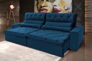 Sofá Retrátil/Reclinável França 2,10m Suede Velut Azul Marinho c/ Molas no Assento - King House