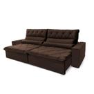 Sofá Retrátil/Reclinável França 2,10m Suede Velut Marrom c/ Molas no Assento - King House