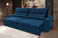 Sofá Retrátil/Reclinável França 2,70m Suede Velut Azul Marinho c/ Molas no Assento - King House Sofá Retrátil/Reclinável França 2,70m Suede Velut Azul Marinho c/ Molas no Assento - King House