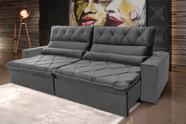 Sofá Retrátil/Reclinável França 2,70m Suede Velut Cinza c/ Molas no Assento - King House
