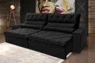 Sofá Retrátil/Reclinável França 3,00m Suede Velut Preto c/ Molas no Assento - King House
