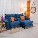 Sofá Retrátil Reclinável Gran Bello 2.30m Veludo Azul - Molas Ensacadas Pocket