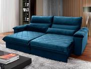 Sofá Retrátil Reclinável Grécia 2,30m Suede Velut Azul Marinho Molas no Assento - King House Sofá Retrátil Reclinável Grécia 2,30m Suede Velut Azul Marinho Molas no Assento - King House