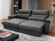 Sofá Retrátil Reclinável Grécia 2,30m Suede Velut Cinza Molas no Assento - King House Sofá Retrátil Reclinável Grécia 2,30m Suede Velut Cinza Molas no Assento - King House