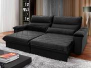 Sofá Retrátil Reclinável Grécia 2,30m Suede Velut Preto Molas no Assento - King House