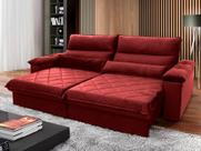 Sofá Retrátil Reclinável Grécia 3,00m Suede Velut Vermelho Molas no Assento - King House Sofá Retrátil Reclinável Grécia 3,00m Suede Velut Vermelho Molas no Assento - King House