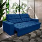 Sofá Retrátil Reclinável Molas 250 Veludo Barcelona Azul Sofá Retrátil Reclinável Molas 250 Veludo Barcelona Azul