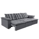 Sofá Retrátil Reclinável Montreal 6 Lugares Veludo Cinza 290cm Megasul