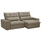 Sofá Retrátil Reclinável Para Sala 3 Lugares 210cm Asaph F04 Veludo Amêndoa - Lyam Decor