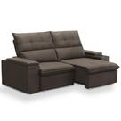 Sofá Retrátil Reclinável Para Sala 3 Lugares 210cm Niels F04 Veludo Marrom - Lyam Decor