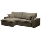 Sofá Retrátil Reclinável Para Sala 3 Lugares 210cm Varsov F04 Veludo Amêndoa - Lyam Decor