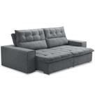 Sofá Retrátil Reclinável Para Sala 3 Lugares 220cm Neruda F04 Veludo Cinza Escuro - Lyam Decor