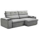 Sofá Retrátil Reclinável Para Sala 3 Lugares 225cm Gordon F04 Veludo Cinza Claro - Lyam Decor