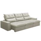 Sofá Retrátil Reclinável Para Sala 3 Lugares 230cm Aires F04 Veludo Bege - Lyam Decor