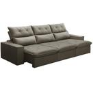 Sofá Retrátil Reclinável Para Sala 3 Lugares 230cm Aires F04 Veludo Marrom Claro - Lyam Decor