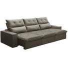 Sofá Retrátil Reclinável Para Sala 3 Lugares 230cm Aires F04 Veludo Marrom Claro - Lyam Decor