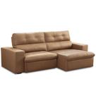 Sofá Retrátil Reclinável Para Sala 3 Lugares 230cm Bryant L06 Couro Marrom Claro - Lyam Decor