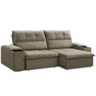 Sofá Retrátil Reclinável Para Sala 3 Lugares 230cm Zayn F04 Veludo Marrom Claro - Lyam Decor