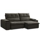 Sofá Retrátil Reclinável Para Sala 3 Lugares 230cm Zayn F04 Veludo Marrom Escuro - Lyam Decor