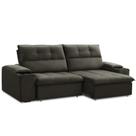 Sofá Retrátil Reclinável Para Sala 3 Lugares 230cm Zayn F04 Veludo Marrom Escuro - Lyam Decor