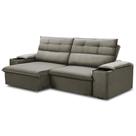 Sofá Retrátil Reclinável Para Sala 3 Lugares 245cm Gordon F04 Veludo Marrom Claro - Lyam Decor