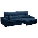 Sofá Retrátil Reclinável Para Sala 3 Lugares 250cm Aisha F04 Veludo Azul - Lyam Decor
