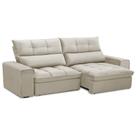 Sofá Retrátil Reclinável Para Sala 3 Lugares 250cm Asaph F04 Veludo Bege - Lyam Decor