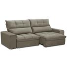 Sofá Retrátil Reclinável Para Sala 3 Lugares 250cm Asaph F04 Veludo Marrom Claro - Lyam Decor