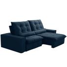 Sofá Retrátil Reclinável Para Sala 3 Lugares 250cm Curie F04 Veludo Azul - Lyam Decor