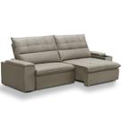 Sofá Retrátil Reclinável Para Sala 3 Lugares 250cm Niels F04 Veludo Amêndoa - Lyam Decor