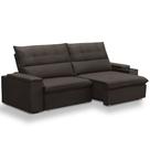 Sofá Retrátil Reclinável Para Sala 3 Lugares 250cm Niels F04 Veludo Marrom Escuro - Lyam Decor