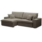 Sofá Retrátil Reclinável Para Sala 3 Lugares 250cm Varsov F04 Veludo Marrom Claro - Lyam Decor