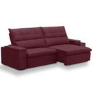 Sofá Retrátil Reclinável Para Sala 4 Lugares 270cm Niels F04 Veludo Vermelho - Lyam Decor
